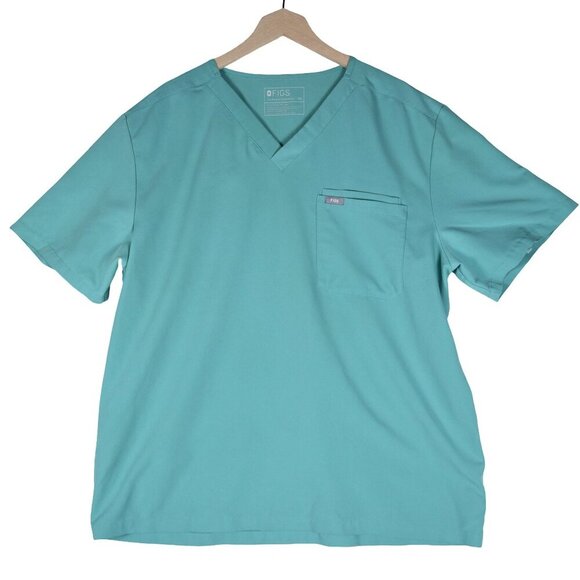 FIGS Technical Collection Scrub Top Size XXL Turquoise V-Neck Pocket Medical - Picture 3 of 6